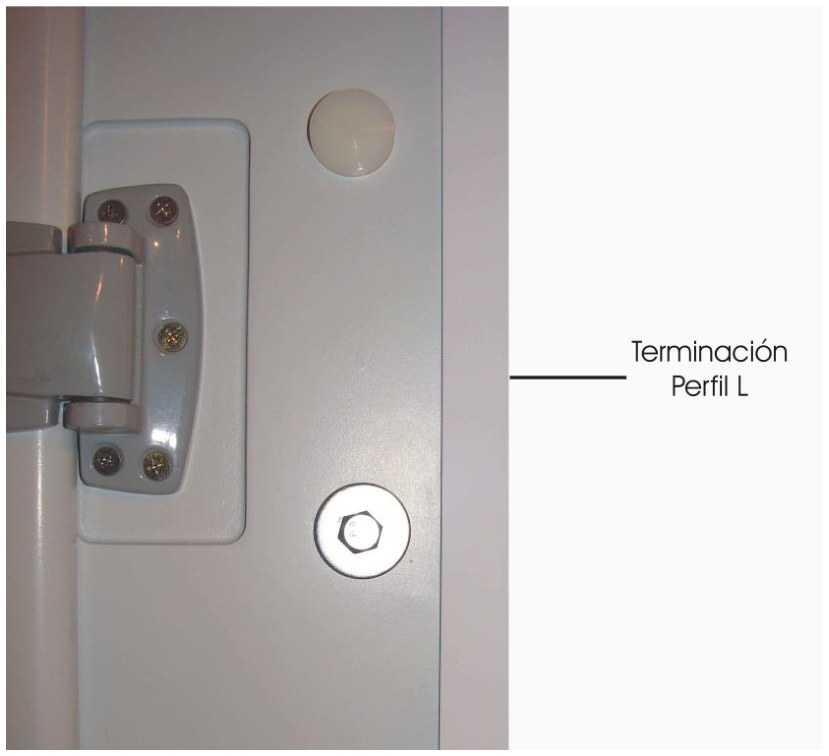 Detalle del perfil en L para dar terminación en las aristas visibles de la Cabina